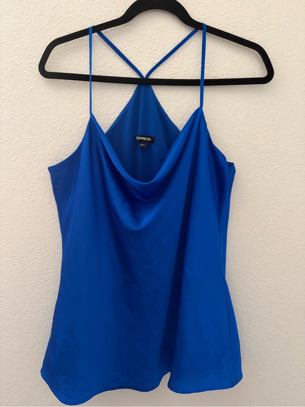 Express Royal Blue Satin Halter Cami
